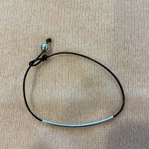 Leather and silver anklet